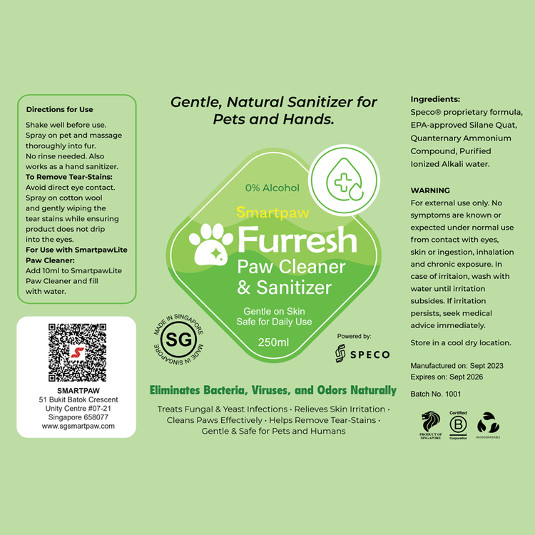 Limpiador y desinfectante de patas para perros FURRESH