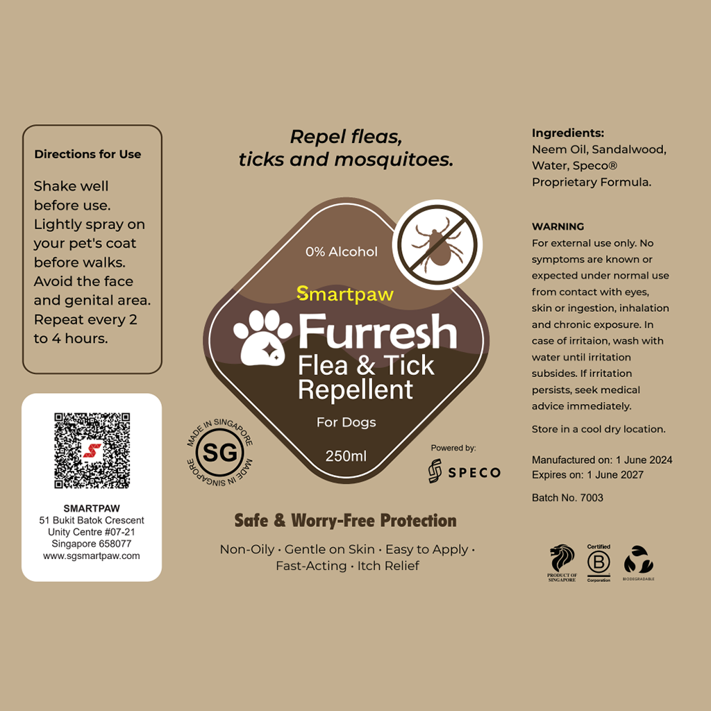Spray repelente de pulgas y garrapatas FURRESH para perros | Prevención de pulgas y garrapatas en perros