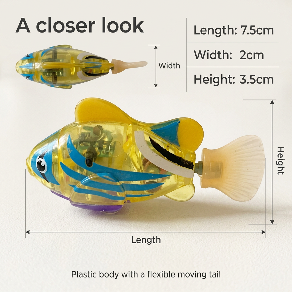 Realistic product detail and size graphic