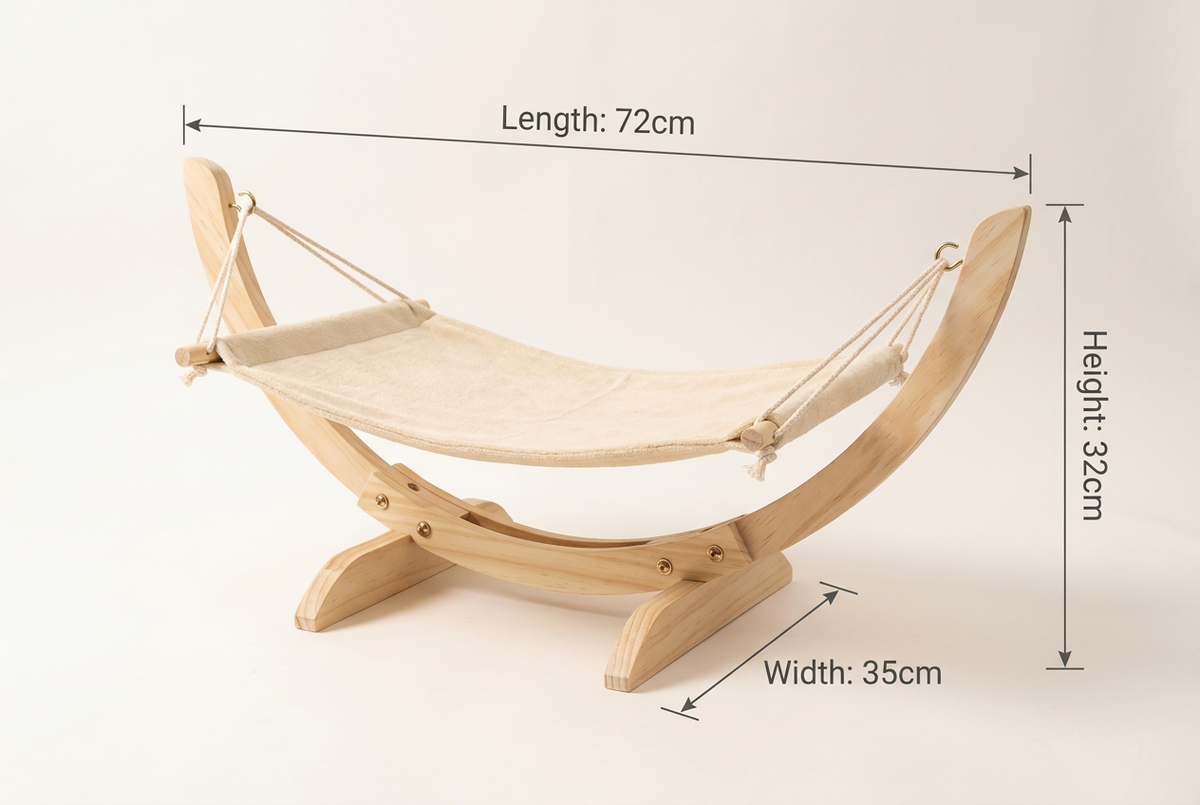 Realistic wooden pet hammock size guide